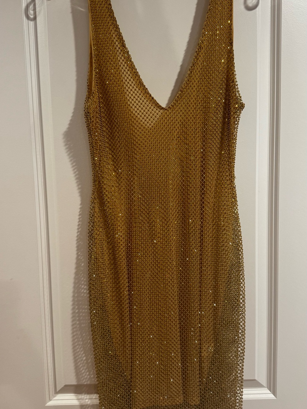 Gold Mesh Sequin Mini Dress